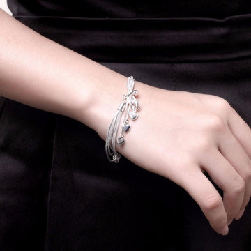 925 Sterling Silver Charm Bracelet Hook Five Heart -  Silver Charm Bracelets for Women High Quality Fine Jewellery - The Jewellery Supermarket